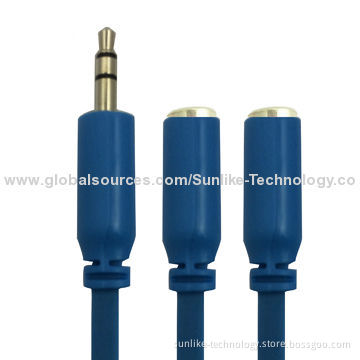 Splitter Cables with 3.5mm Jack, Super Soft Flat Line, Half Shiny/Matte, 3.5 SP Male -2 Female
